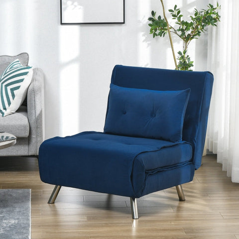 Rootz Reclining Chair - Lounge Chair - Single Bed - Ultimate Comfort - Adjustable Backrest - Velvet Fabric - 77cm x 88cm x 83cm (Chair) - 191cm x 77cm x 27cm (Bed)