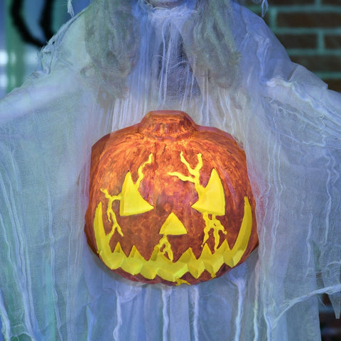 Rootz Halloween Ghost Decoration - Spooky Ghost - Haunted Decor - Sound, Motion Sensor, LED Lights - 60cm x 18cm x 183cm - Polyester, PE, Steel