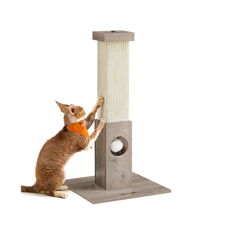Rootz Scratching Post Cat Tree - Cat Scratcher - Cat Climbing Tower - Chipboard Construction - Sisal Rope - 38cm x 38cm x 73cm