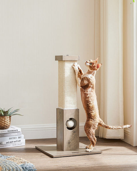 Rootz Scratching Post Cat Tree - Cat Scratcher - Cat Climbing Tower - Chipboard Construction - Sisal Rope - 38cm x 38cm x 73cm