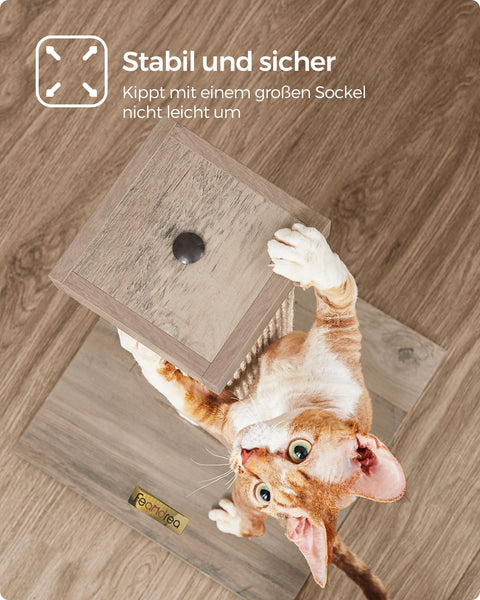 Rootz Scratching Post Cat Tree - Cat Scratcher - Cat Climbing Tower - Chipboard Construction - Sisal Rope - 38cm x 38cm x 73cm