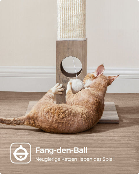 Rootz Scratching Post Cat Tree - Cat Scratcher - Cat Climbing Tower - Chipboard Construction - Sisal Rope - 38cm x 38cm x 73cm