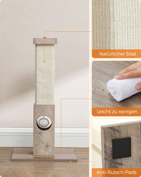 Rootz Scratching Post Cat Tree - Cat Scratcher - Cat Climbing Tower - Chipboard Construction - Sisal Rope - 38cm x 38cm x 73cm