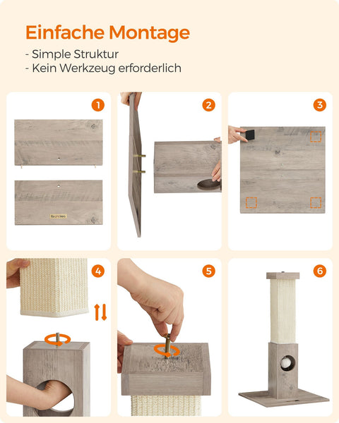 Rootz Scratching Post Cat Tree - Cat Scratcher - Cat Climbing Tower - Chipboard Construction - Sisal Rope - 38cm x 38cm x 73cm