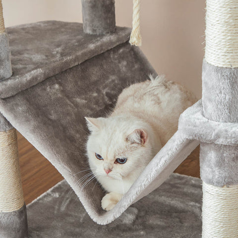 Rootz Cat Scratching Post - Climbing Tree - Interactive Cat Tower - Height 206cm - 2 Cozy Caves - Sisal Poles - 60cm x 50cm x 206cm