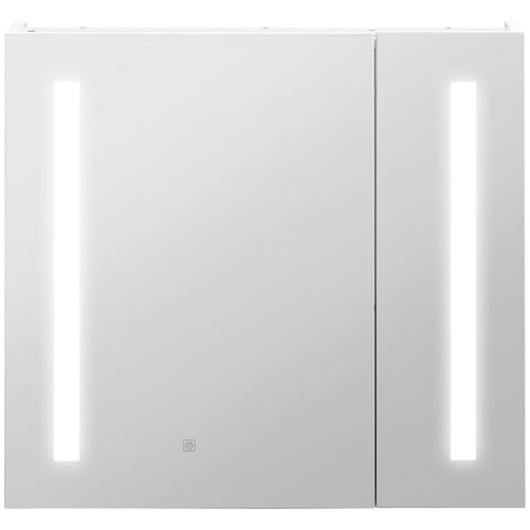 Rootz Wall-Mounted Bathroom Mirror Cabinet - LED Mirror - Vanity Storage - Adjustable Lighting - 70cm x 15cm x 65cm White