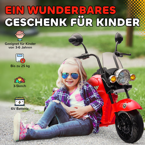 Rootz Electric Children's Motorcycle - Ride-On Bike - 3-Wheeled Scooter - Safe & Fun - 110cm x 48cm x 56cm