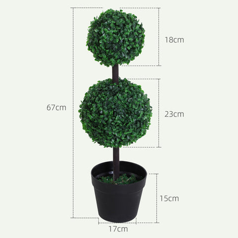 Rootz Set of 2 Artificial Plants - Faux Plant - Fake Tree - Zero Maintenance Greenery - 23cm x 67cm - Perfect Indoor Decor