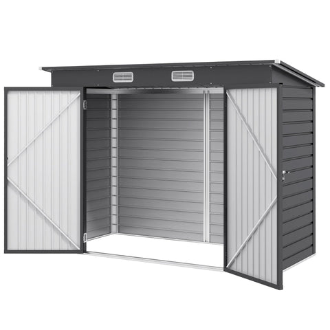 Rootz Steel Garden Shed - Tool Storage - Outdoor Cabinet - Galvanized Steel - Secure & Organize - Weather Resistant - Easy Assembly - 249cm x 121cm x 166/183cm