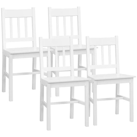 Rootz Dining Room Chairs - Kitchen Chairs - Solid Wood - Water-repellent - 4 Wooden Chairs - Pinewood - White - 41 Cm X 46.5 Cm X 85.5 Cm