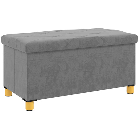 Rootz 67 Liter Storage Bench - Chest - Footstool - Velvet-Like Fabric - Comfortable Seat - 76cm x 38cm x 38cm