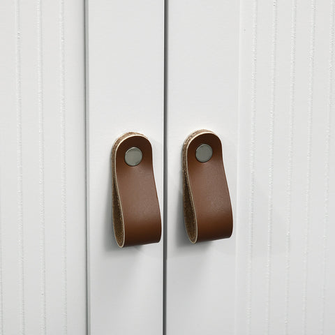 Rootz Low Bathroom Cabinet - Vanity Storage Unit - White & Natural Finish - Adjustable Shelves - 60W x 30D x 80.5H cm