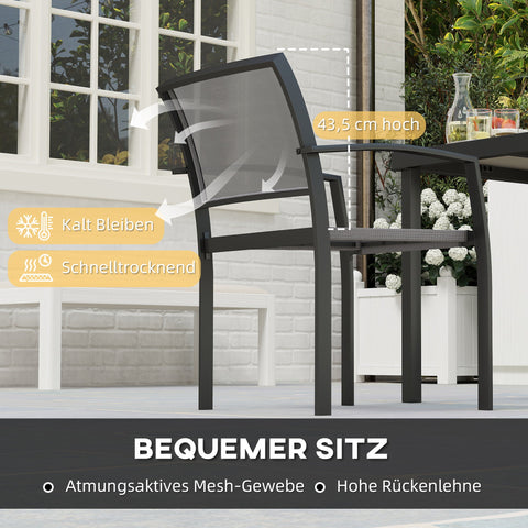 Rootz 3-Part Outdoor Dining Set - Patio Table Set - Weather-Resistant Furniture - Steel Frames - Table: 70x70x72cm, Chair: 55.5x59x80cm