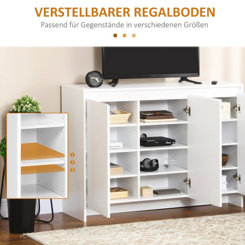 Rootz Modern Dressoir - Schoenenkast - TV-standaard - Verstelbare Planken - Kabelbeheer - Soft-Close Mechanisme - 120L x 35B x 85H cm - Spaanplaat