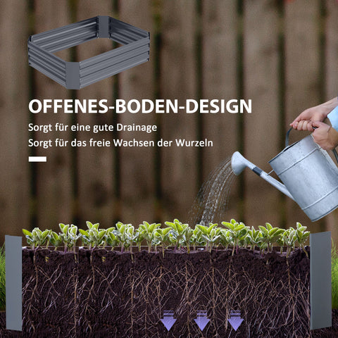Rootz Galvanized Steel Raised Bed - Planting Box - Flower Box - Rust Protection - 120 x 90 x 30 cm Grey