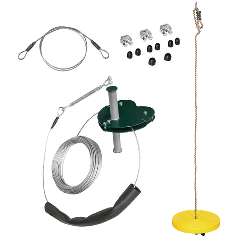 Rootz Kids Rope Slide Kit - Children's Zipline - Playground Set - Sensory Balance - Adjustable Rope 110-140cm - 80kg Capacity