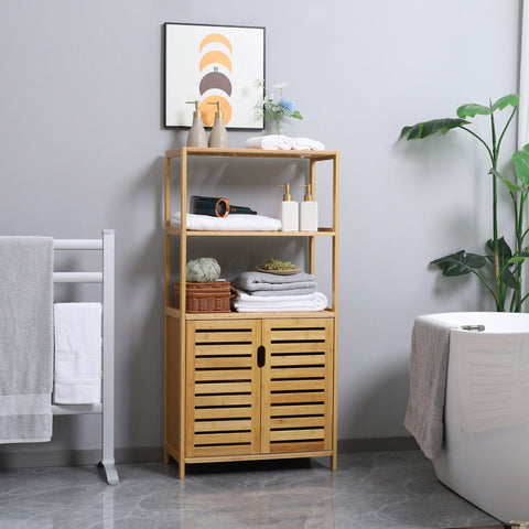 Rootz Bamboo Bathroom Cabinet - Bathroom Chest of Drawers - Bathroom Shelf - Reduces Disorder - 60cm x 30cm x 120cm - Brown