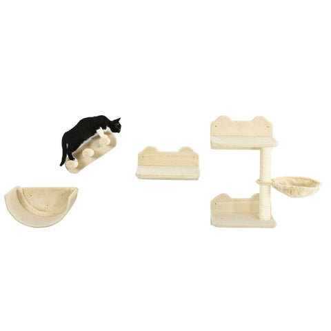 Rootz Cat Climbing Wall Set - Cat Tree - Kitty Tower - Cat Toy - Chipboard & Plush - Promotes Health & Happiness - Dimensions: 40cm x 28cm x 73cm