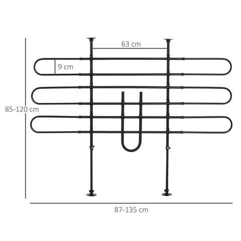 Rootz Car Divider Safety Barrier - Pet Barrier - Adjustable Dog Gate - Universal Fit - Steel Construction - 87-135cm x 85-120cm