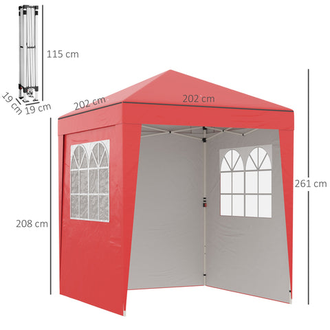 Rootz Height-Adjustable Foldable Garden Pavilion - Pop-Up Gazebo - Outdoor Canopy - UV Protection 30+ - 202cm x 202cm x 261cm