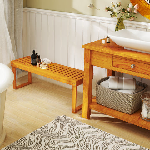 Rootz 2-Seater Garden Bench - Outdoor Pine Bench - Rustic Veranda Seat - Easy-to-Clean - 132cm x 34cm x 43cm