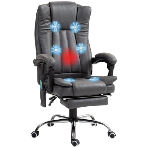 Rootz Massage Office Chair - High Back Computer Chair - Heated - Vibration Massage - 360° Swivel - 62cm x 70cm x 113-120cm