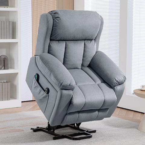 Rootz Electrical Uphill Recliner - Massage Chair - Heated Chair - Relaxation & Comfort - 90cm x 95cm x 103cm - Synthetic Grey Fabric