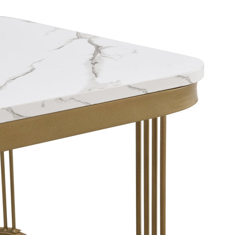 Rootz 2 Piece Coffee Table Set - Nesting Tables - High-Gloss Marble - Extra Storage - 60x60x45cm & 50x50x34cm