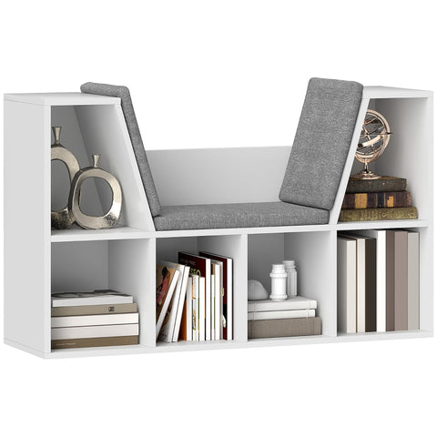 Rootz Bookcase - Bookshelf - Storage Unit - Organize Books - 105W x 30D x 63H cm - Six Compartments - Comfortable Seat Cushions