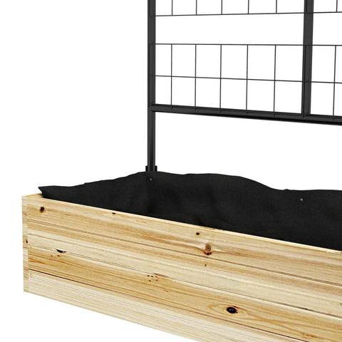 Rootz Raised Bed With Trellis - Climbing Plant Bed - Fleece Lining - Natural Wood - Steel - Black - 80x38x145 cm