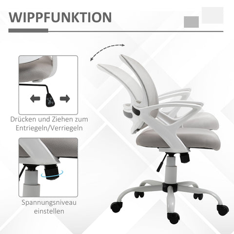 Rootz Ergonomic Office Chair - Desk Chair - Height Adjustable Seating - Breathable Mesh Back - 61cm x 61cm x 89-99cm - Grey