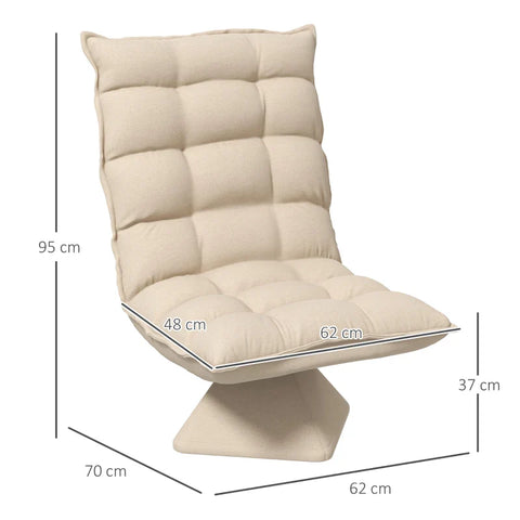 Rootz Fauteuil - Leesstoel - Draaibaar - Zitkussen - Vloerbank - Linnenlook - Beige - 62 cm x 70 cm x 95 cm