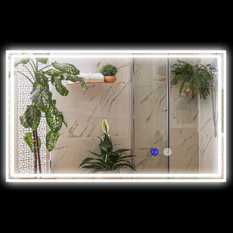 Rootz LED Bathroom Wall Mirror - Lighted Vanity Mirror - Illuminated Makeup Mirror - Anti-Fog, 100 x 60 cm