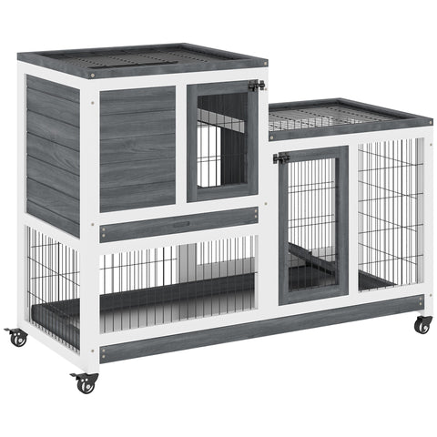 Rootz Rabbit Stable on Wheels - Rabbit Cage - Bunny Hutch - Spacious Comfort - 110cm x 50cm x 88cm