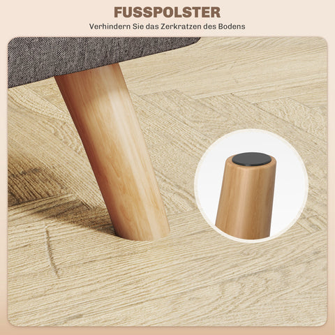 Rootz Grey Foot Stools - Upholstered Ottomans - Footrests - Supports Up to 110kg - 27cm x 27cm x 26cm - Wooden Legs