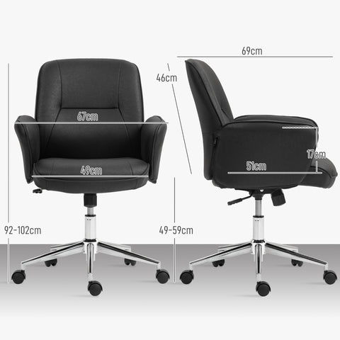 Rootz Office Chair - Ergonomic Desk Chair - Breathable Seating - Height Adjustable for Comfort - 67cm x 69cm x 92-102cm - Black