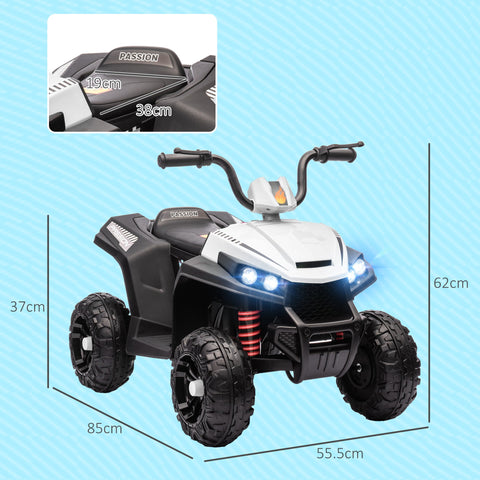 Rootz Electric Children's Quad - Kids ATV - Ride-On Vehicle - 4-Wheel Suspension - 85cm x 55.5cm x 62cm - Ages 3-5 - White