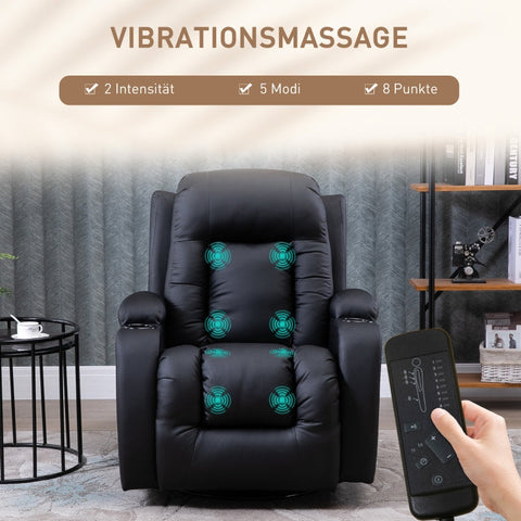 Rootz Massage Chair - Recliner Chair - Vibrating Massager - Heated Backrest - 85cm x 94cm x 104cm