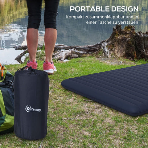 Rootz Camping Air Mattress - Inflatable Bed - Outdoor Sleeping Mat - Waterproof Polyester - Foot Pump Included - 195cm x 140cm x 10cm