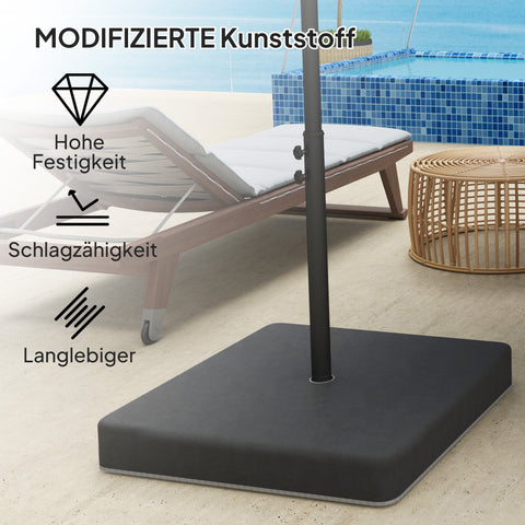Rootz Parasol Stand Base Weights - Waterproof - Fillable Sand Holders - Durable & UV-Resistant - 89cm x 89cm x 10.5cm - Black
