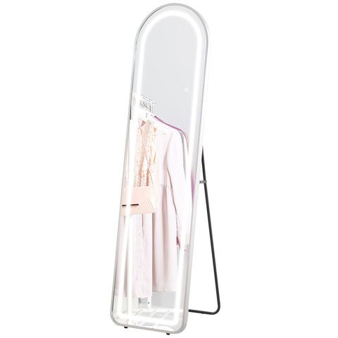 Rootz Full-Body Mirror with LED - Dressing Mirror - Standing Mirror - Adjustable Light & Memory Function - 150x40cm - Silver