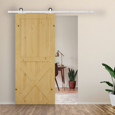 Rootz Sliding Door Fitting Set - Barn Door Hardware Kit - Space-Saving - High-Quality Wheels - Robust Steel - 183cm x 4cm x 0.6cm