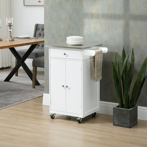 Rootz Kitchen Service Trolley with Wheels - Mobile Utility Cart - Rolling Storage Unit - Ample Storage - 60W x 45D x 85H cm