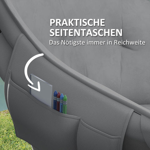 Rootz Foldable Camping Chair - Portable Seat - Outdoor Armchair - Supports up to 120kg - Grey - 90cm x 63cm x 100cm