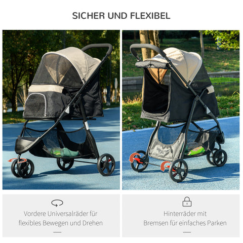 Rootz Foldable Pet Buggy - Dog Buggy - Portable Dog Stroller - Rain Protection - 80.5cm x 51.5cm x 100cm