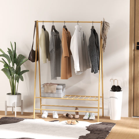 Rootz Freestanding Bamboo Coat Rack - Clothes Organizer - Storage Solution - A-Frame Design - 116cm x 43.5cm x 160cm