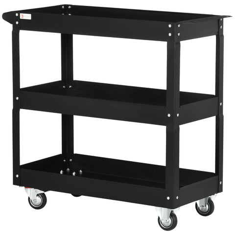 Rootz Steel Workshop Trolley - Rolling Cart - Tool Organizer - Durable Cold-Rolled Steel - 83cm x 35.3cm x 76cm - Max Load 150kg