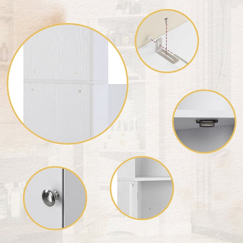 Rootz Corner Cabinet - Bathroom Storage - Moisture Resistant - Waterproof - 36.5cm x 36.5cm x 155cm - Elegant Design