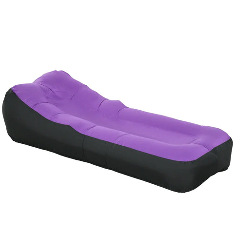 Rootz Air Mattress - Inflatable Bean Bag - Waterproof - Load Capacity 200 Kg - Carry Bag - Tear-resistant - Long-lasting - Polyester-PE - Purple - 195L x 83W x 52H cm