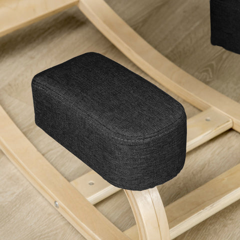 Rootz Knee Chair - Ergonomic Seat Stools - Upholstered Stools - Healthy Seating - Birch Wood - 120kg Capacity - Black - 51cm x 69cm x 58cm